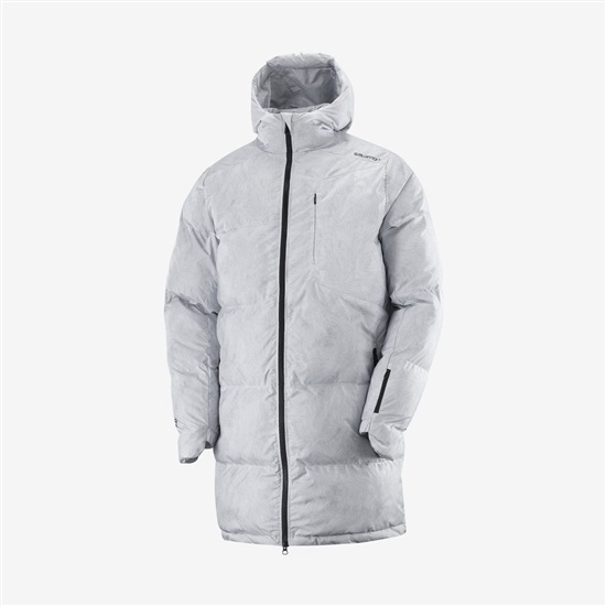 Salomon OUTLIFE PACKABLE LONG PUFFER JKT U Insulated Bundy Panske Siva | 3159-NHLYM