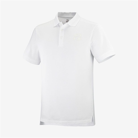 Salomon OUTLIFE SS POLO M Kratke Sleeve Tricko Panske Biele | 1549-CSHJZ