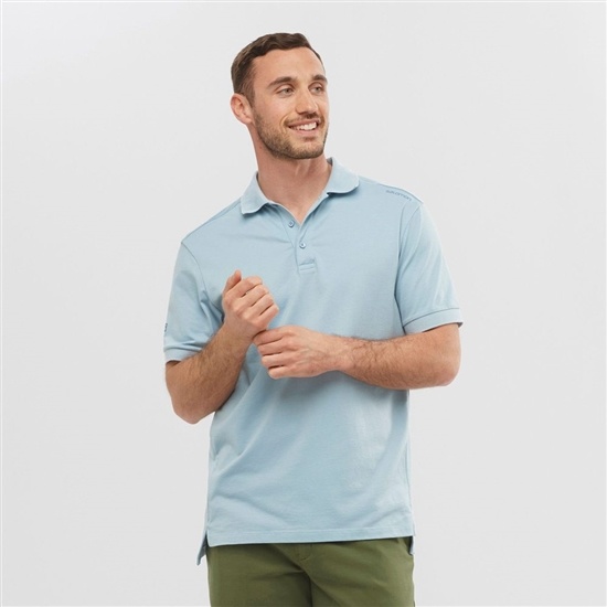 Salomon OUTLIFE TECH POLO M Kratke Sleeve Tricko Panske Modre | 6387-EJVGZ