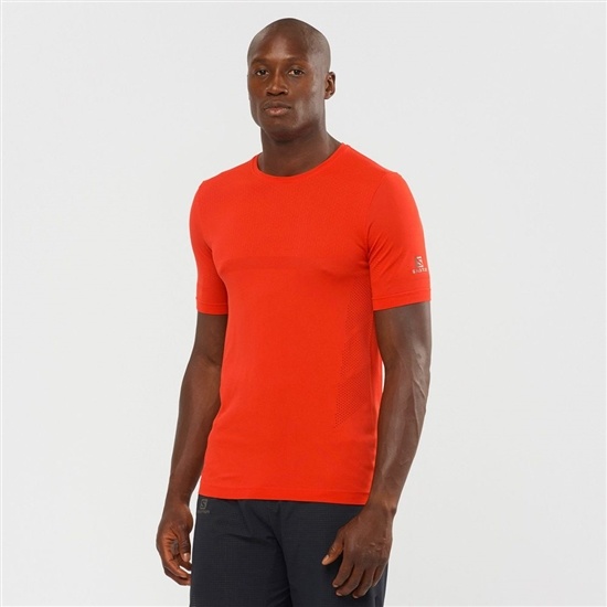 Salomon SENSE SEAMLESS M Kratke Sleeve Tricko Panske Oranžové | 0523-BAOIT